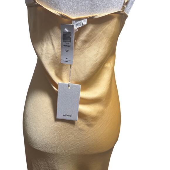 NWT ARITIZIA WILFRED ONLY Butter Yellow Slip Dress in SZ Small Petite - Picture 6 of 8